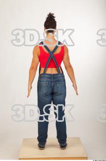 Whole body blue jeans red singlet of Rebecca 0005